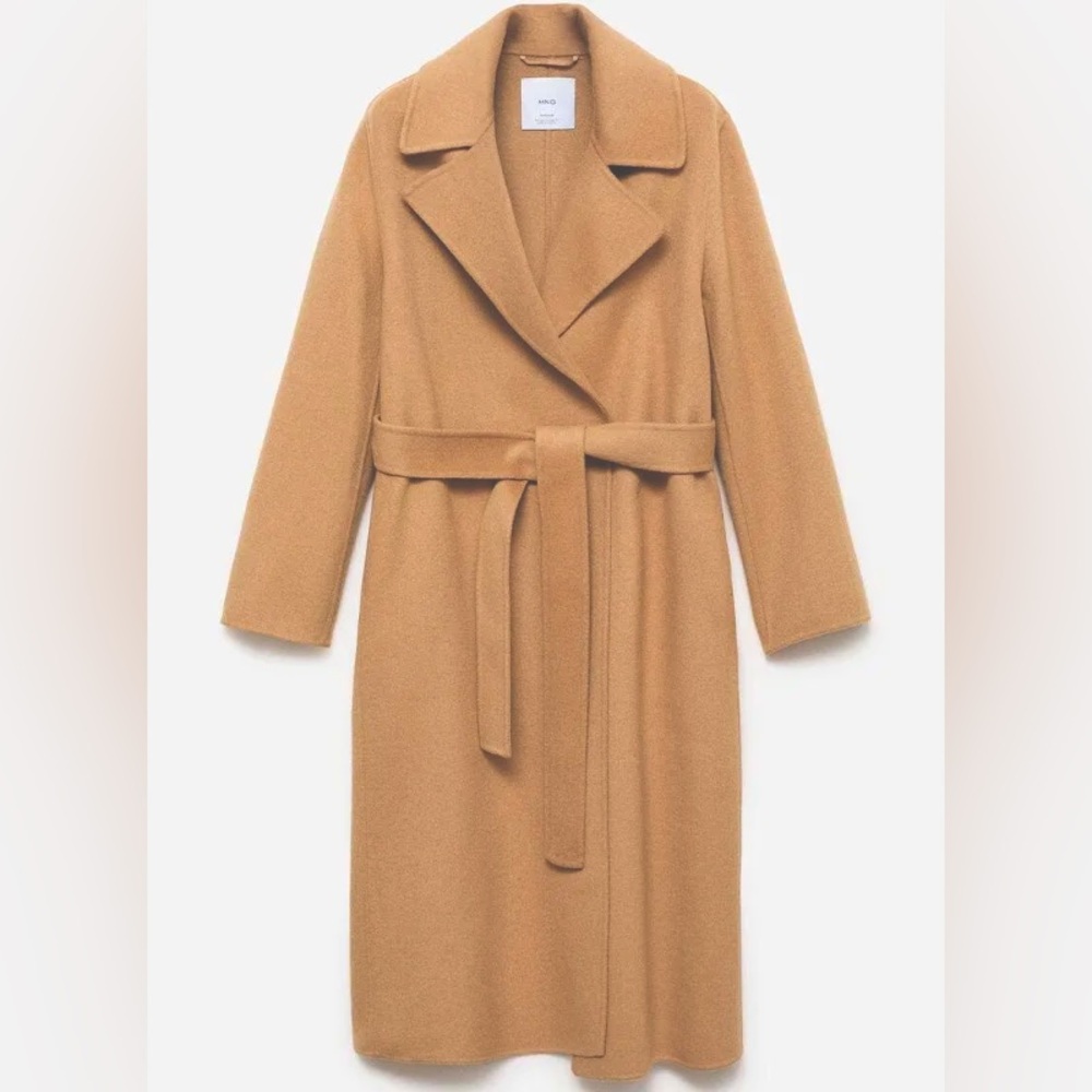 Mango Belted Handmade Wool Blend Camel Coat Medium